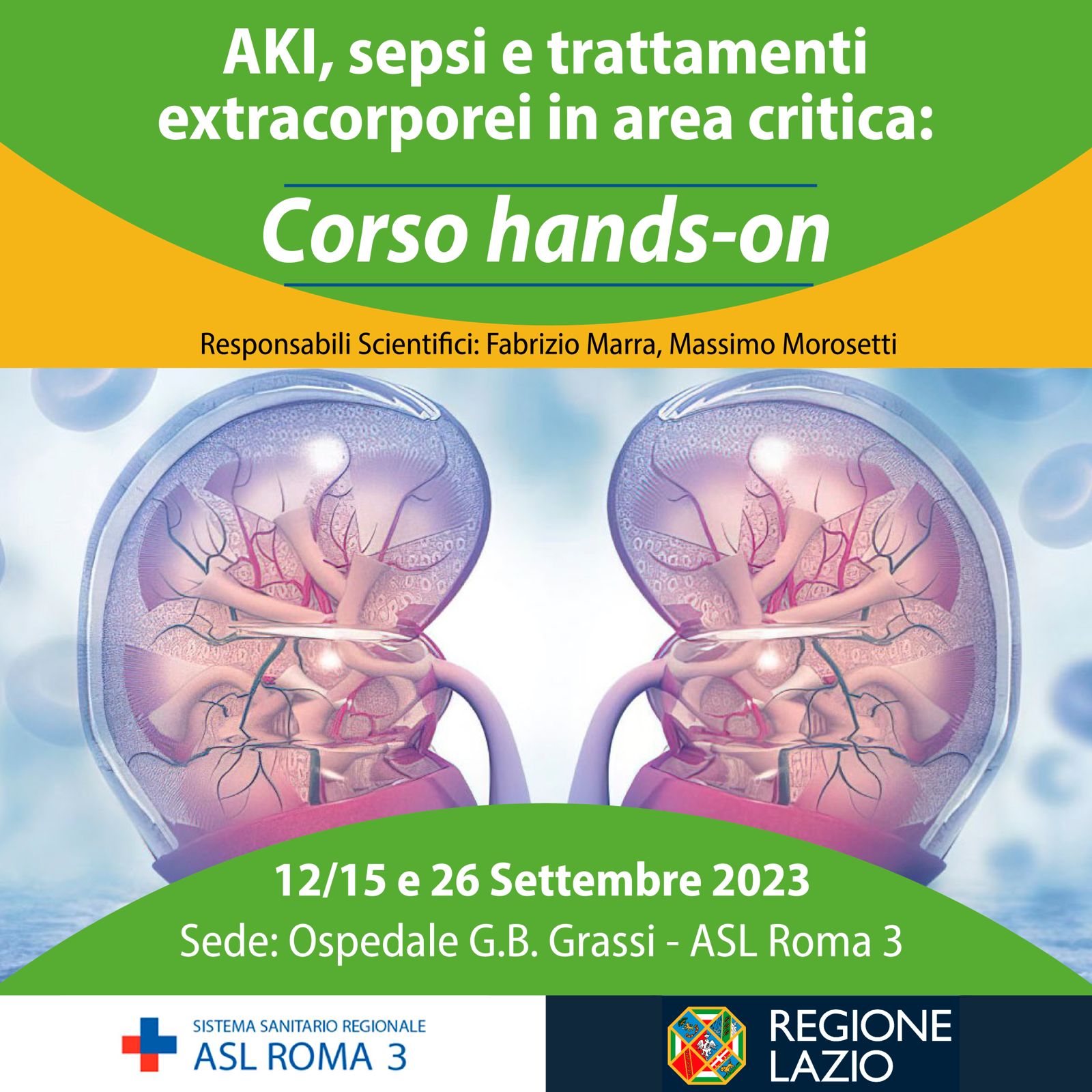 Corso Hands-on “AKI, Sepsi e Trattamenti extracorporei” – 12/15 e 26 Settembre 2023