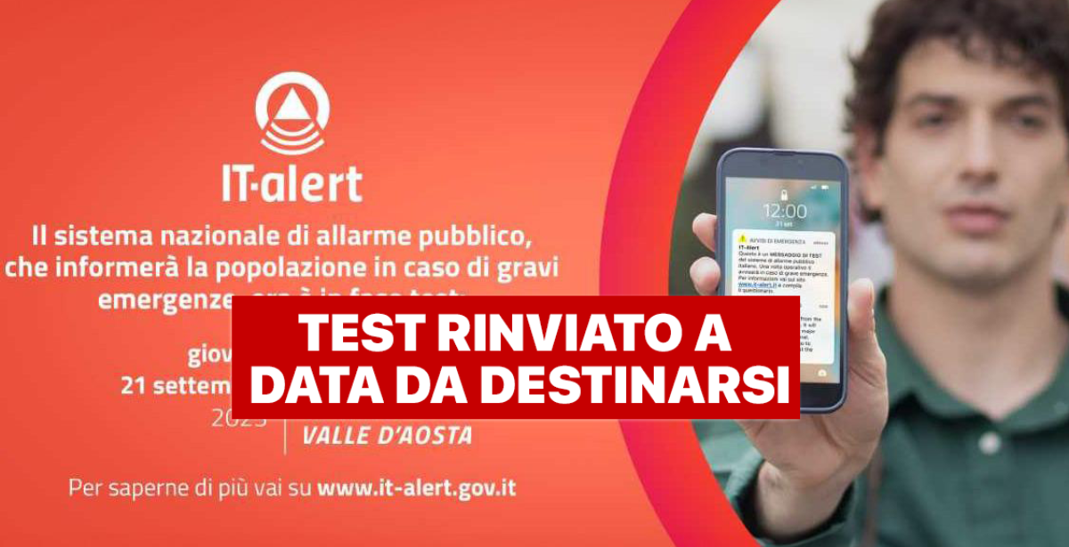 It-Alert, nella Regione Lazio test rinviato a data da destinarsi a causa dell’allerta gialla meteo