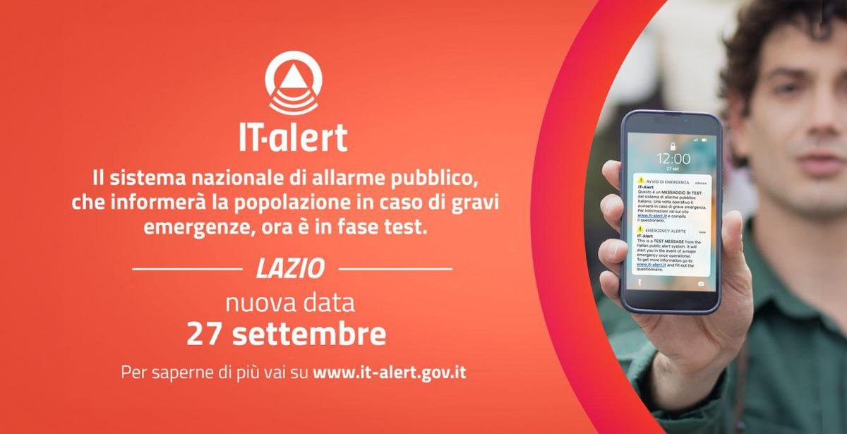 It-Alert, nella Regione Lazio test mercoledì 27 settembre alle ore 12