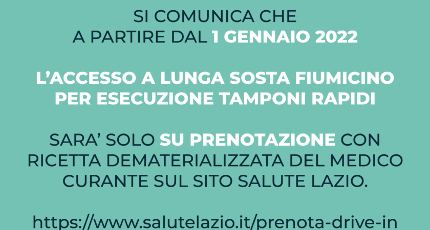 Avviso agli utenti – Comunicazione accesso Lunga Sosta Fiumicino su prenotazione