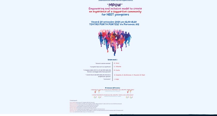 20.09 ROMA TEATRO PORTA PORTESE – MPOW – EMPOWERING AND INCLUSIVE MODEL TO CREATE AN EXPERIENCE OF A SUPPORTIVE COMMUNITY FOR NEET YOUNGSTERS