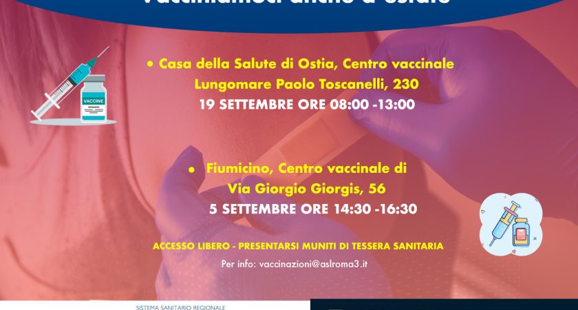 Vacciniamoci anche d’estate, ultimo appuntamento a Fiumicino e Ostia