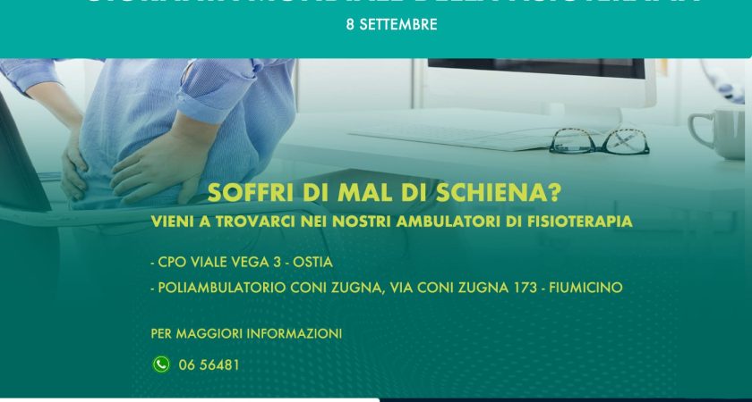 8 Settembre: ASL Roma 3 aderisce a Giornata Mondiale della Fisioterapia