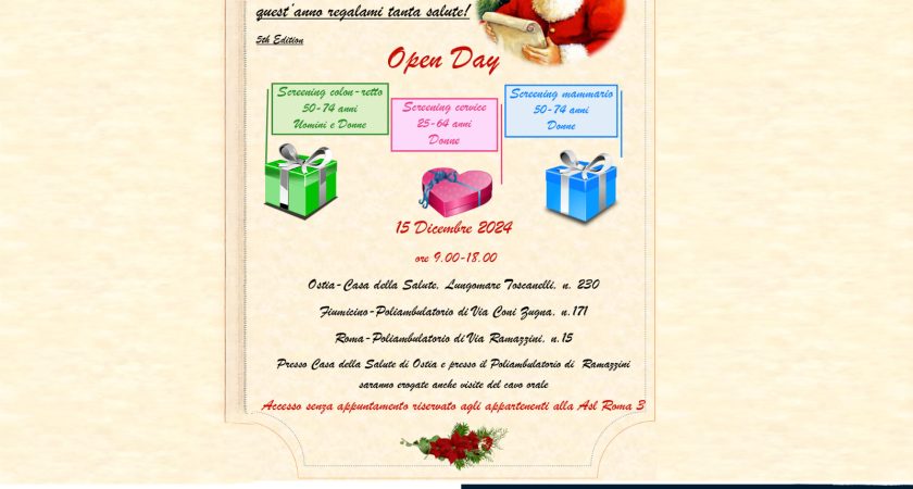 Il 15.12 screening gratuiti colon-retto, cervice e mammario a Ostia, Roma e Fiumicino