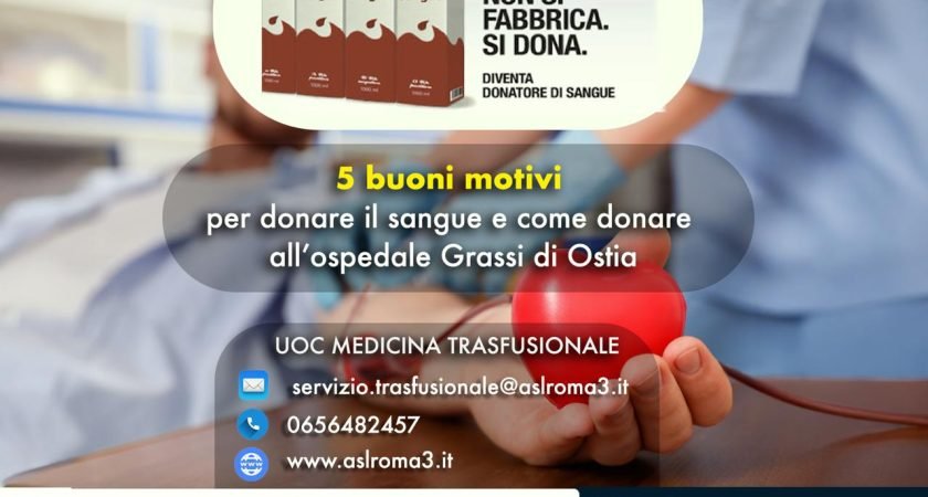 ASL Roma 3, al via campagna social “Il sangue non si fabbrica. Si dona”