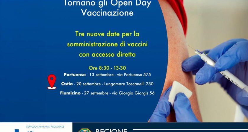 Tornano gli Open Day Vaccinazione della ASL Roma 3