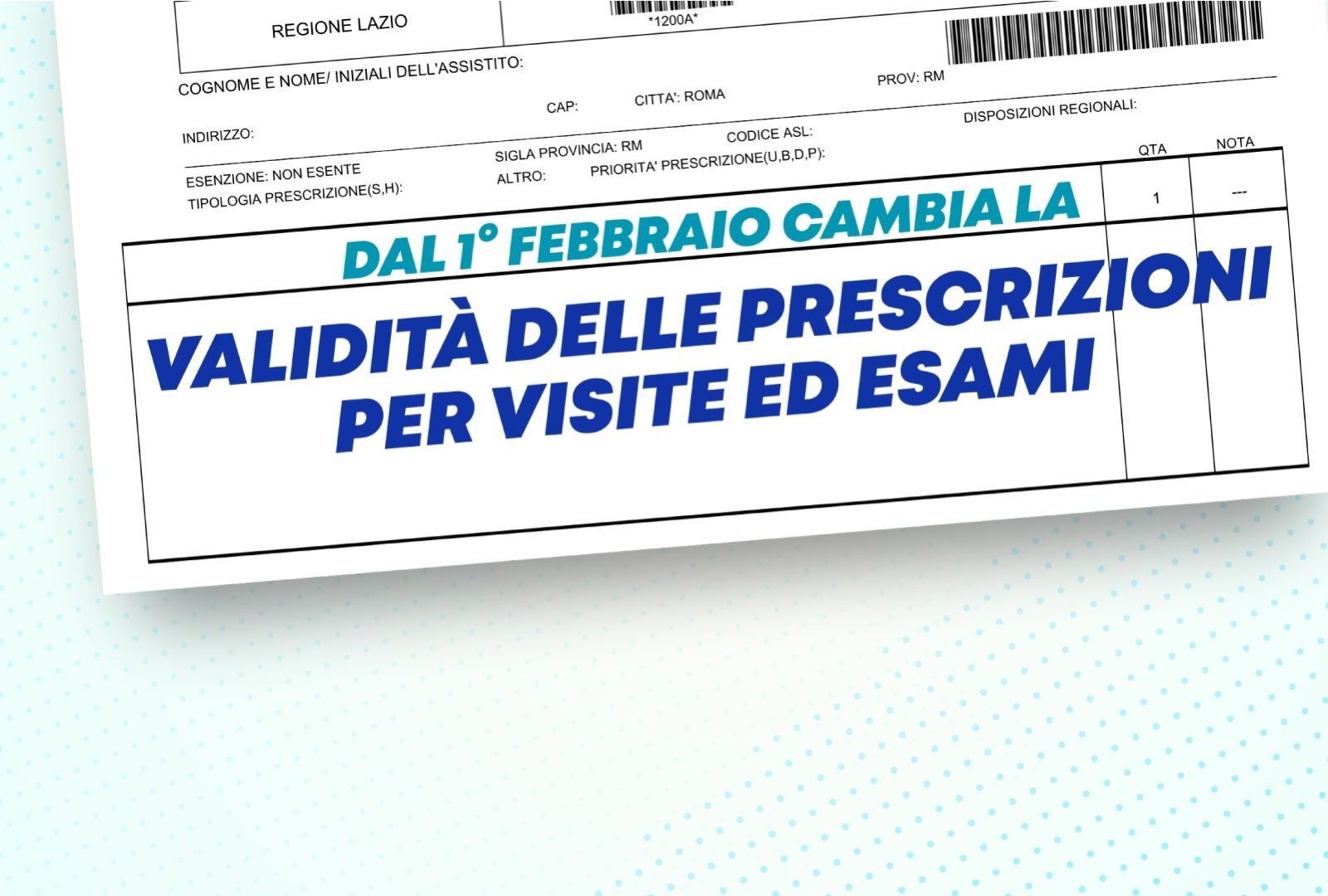 Regione Lazio: dal 1° febbraio 2026 cambia la validità delle ricette per prime visite ed esami di primo accesso