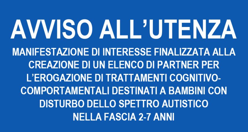 ASL Roma 3, manifestazione d’interesse per partner specializzati nei trattamenti cognitivo-comportamentali per bambini con autismo (2-7 anni)