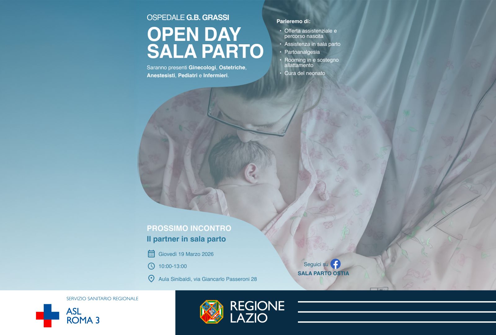 Il 19 marzo torna Open Day Sala Parto al Grassi di Ostia