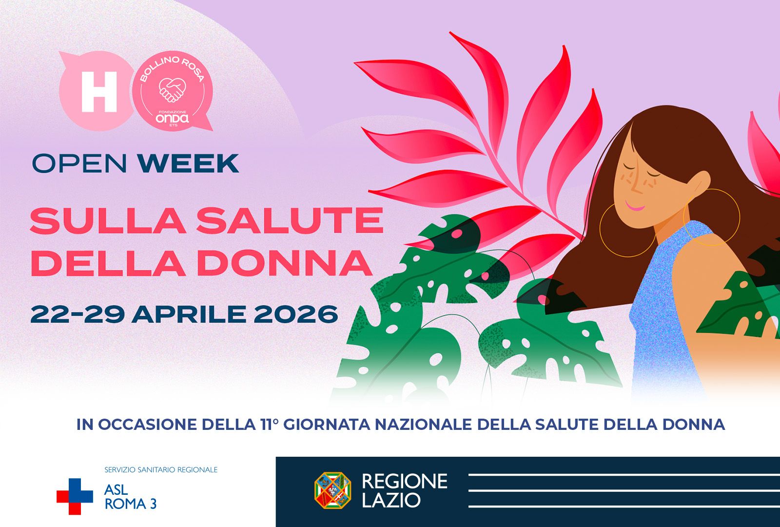 Salute; ASL Roma 3 aderisce a Open Week Salute Donna dal 22 al 29 aprile