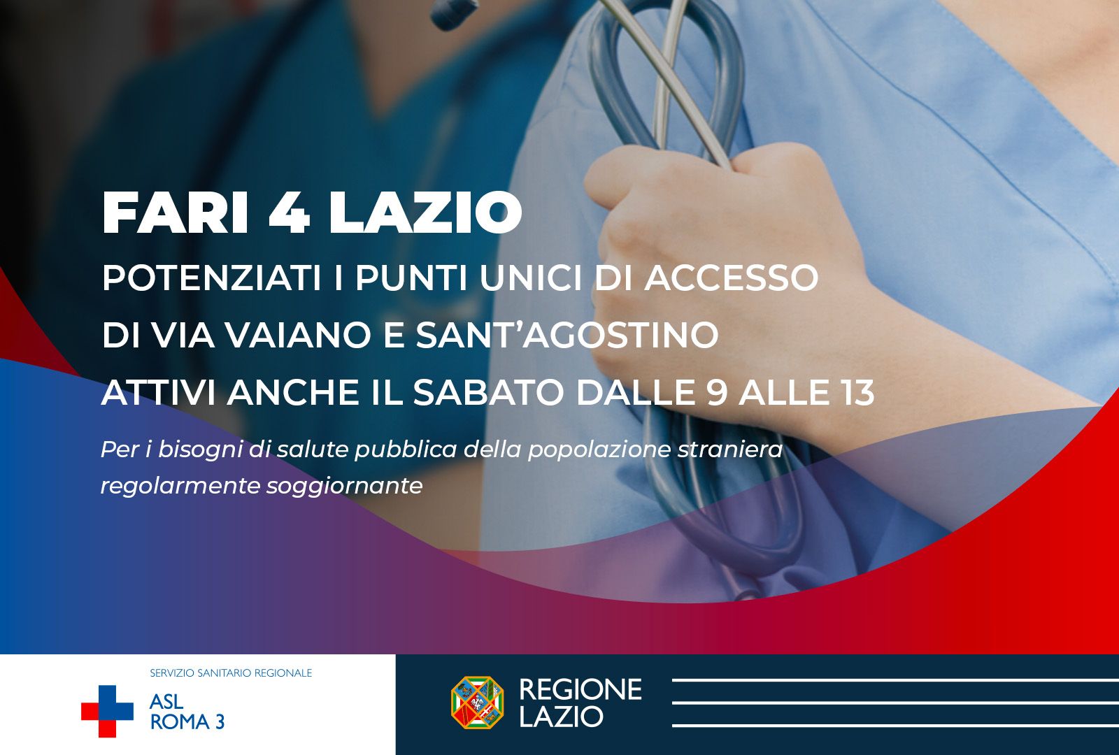 ASL Roma 3; Progetto FARI4Lazio, potenziata offerta Punti Unici di Accesso