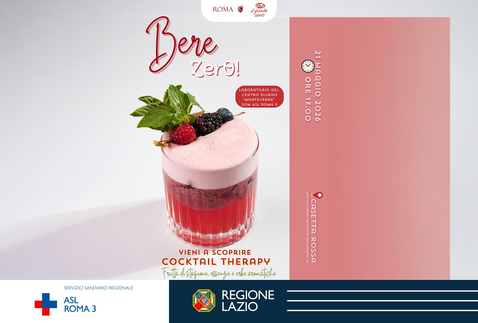 ASL Roma 3, alla Garbatella torna “Bere Zero – Cocktail therapy” con il CD  Monteverde