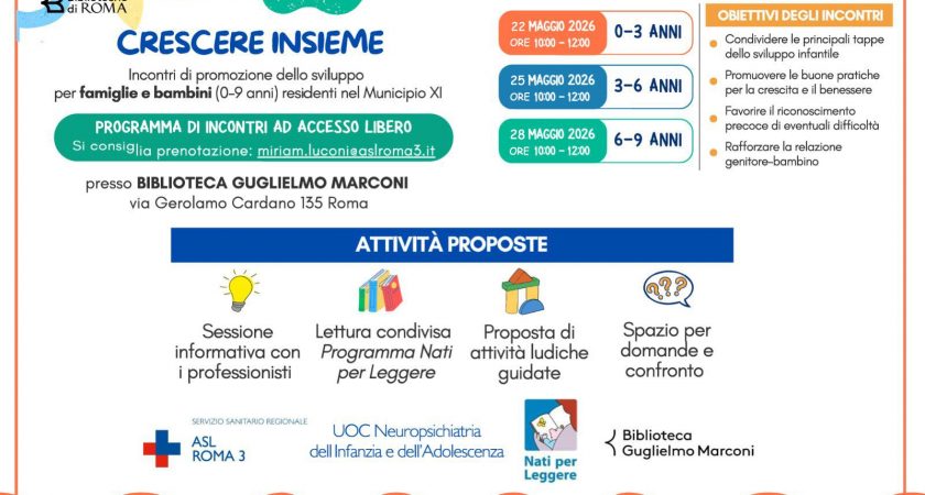 ASL Roma 3, arriva “Crescere Insieme” il progetto di prevenzione e promozione dello sviluppo in età evolutiva