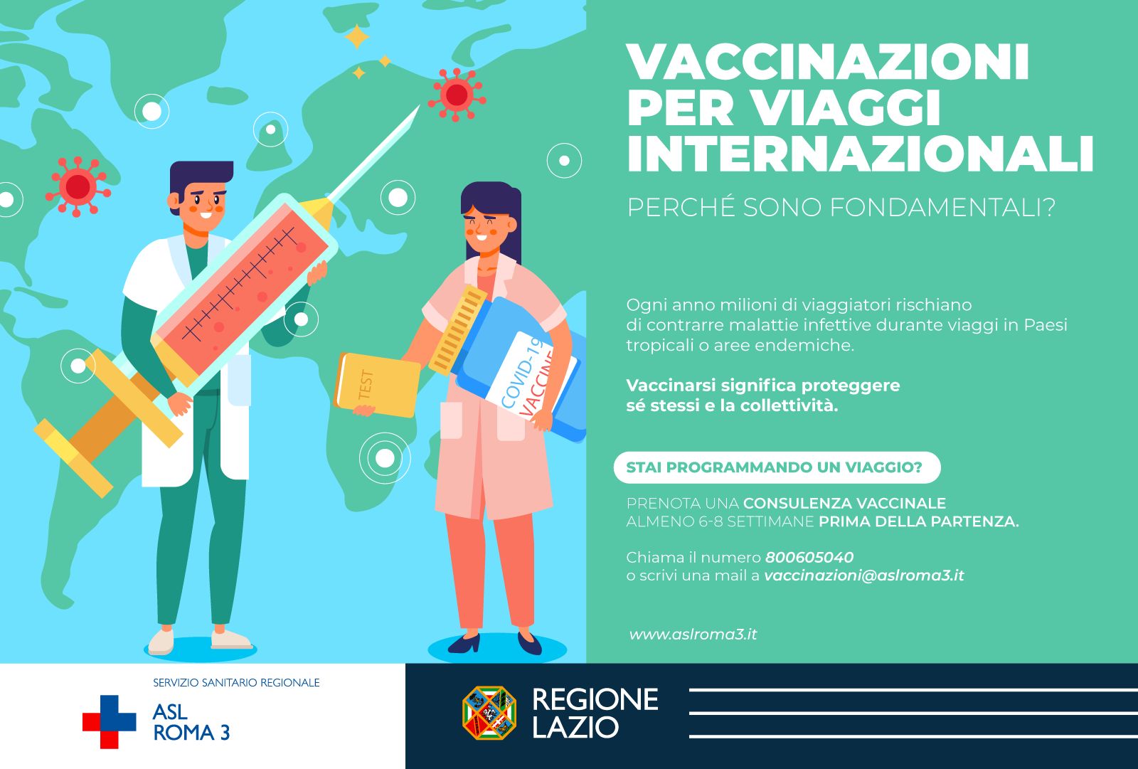 ASL Roma 3; Le vaccinazioni per viaggi internazionali. Perché è importante vaccinarsi.