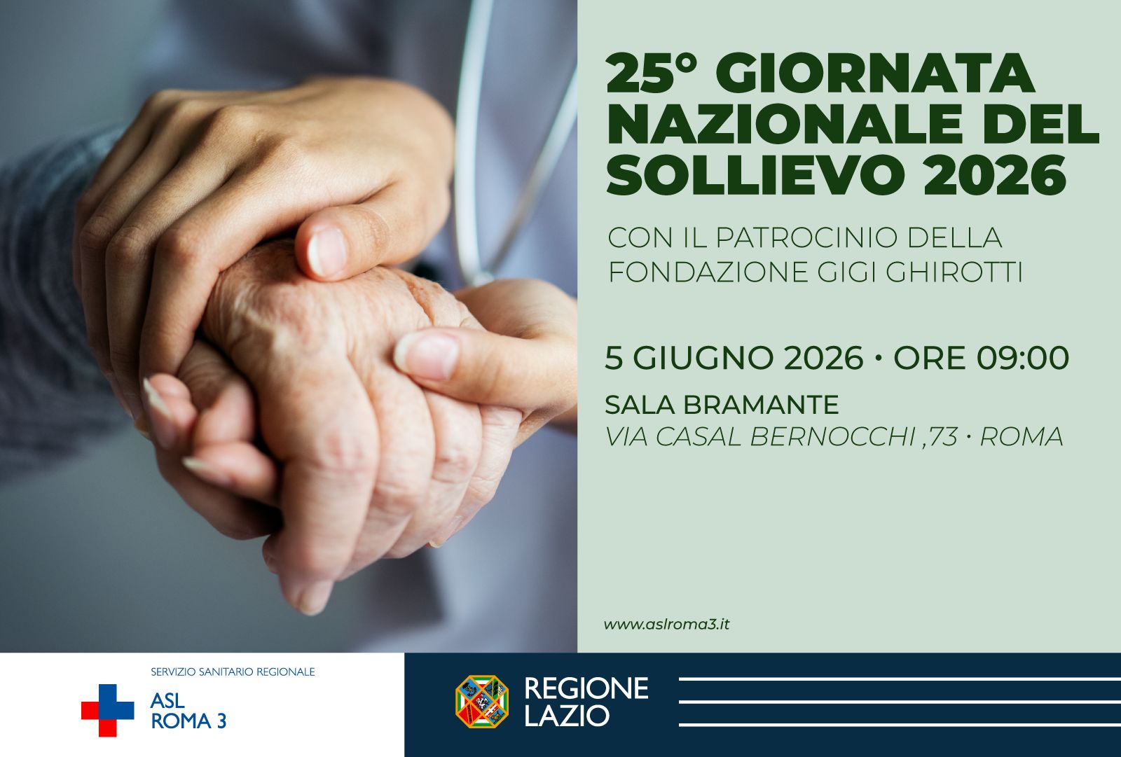 ASL Roma 3; Venerdì 5 giugno a Casal Bernocchi “Prendersi cura in tempo: le cure palliative precoci per la qualità della vita”