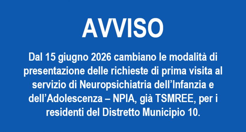 NPIA Municipio 10: nuove indicazioni per le richieste di prima visita