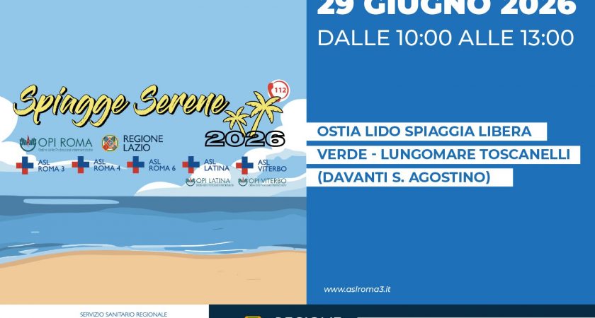 ASL Roma 3, dal 29 giugno torna “Spiagge Serene” sulle spiagge del litorale