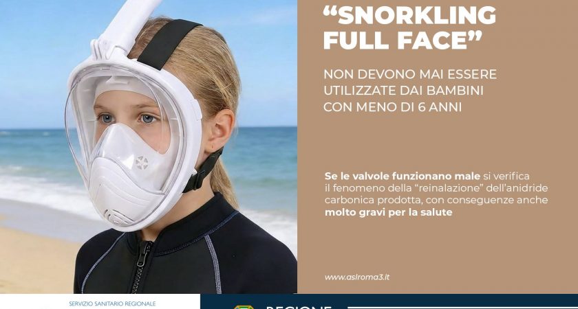 Maschere snorkeling full-face: mai sotto i 6 anni
