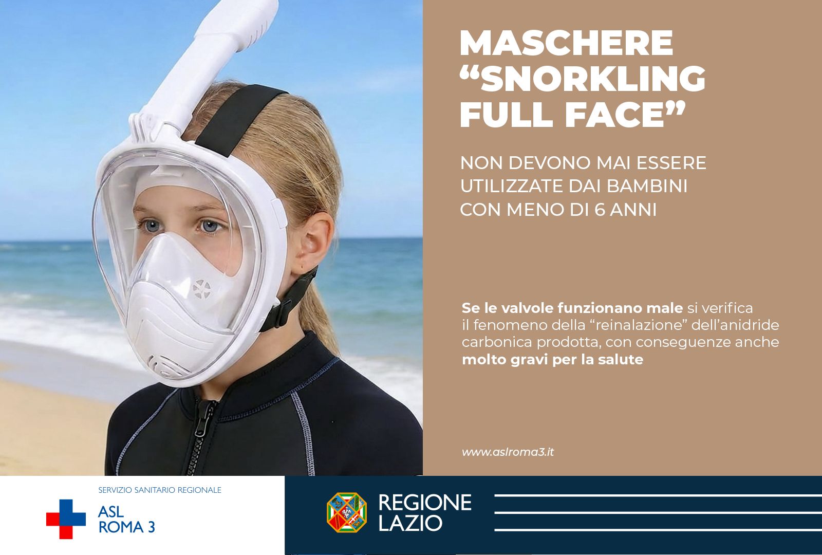 Maschere snorkeling full-face: mai sotto i 6 anni