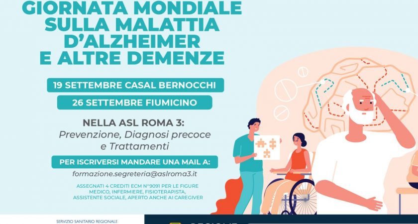 Giornata Mondiale sulla Malattia d’Alzheimer e altre Demenze: la ASL Roma 3 organizza due incontri informativi e formativi