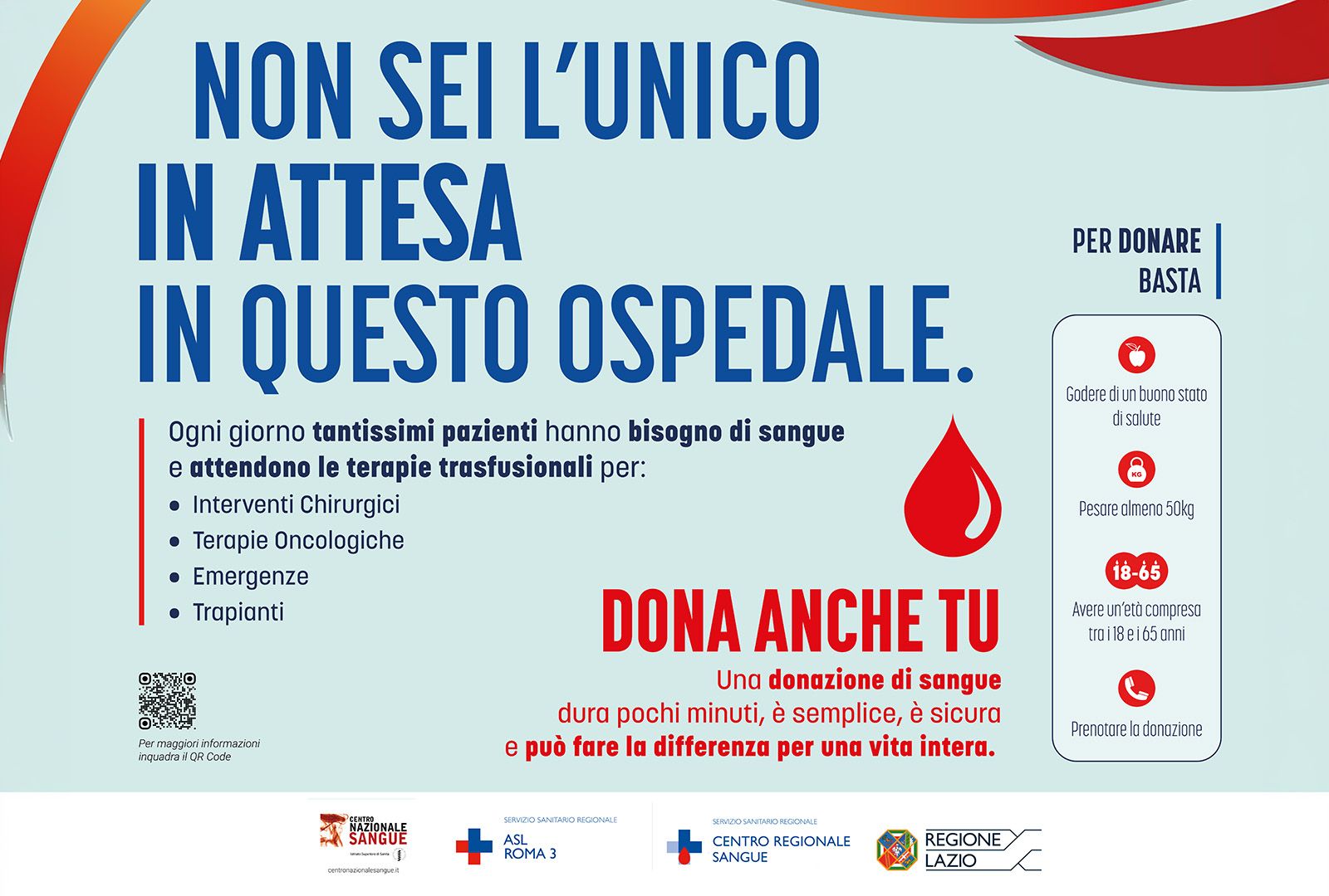 La ASL Roma 3 aderisce alla campagna del Centro Nazionale Sangue