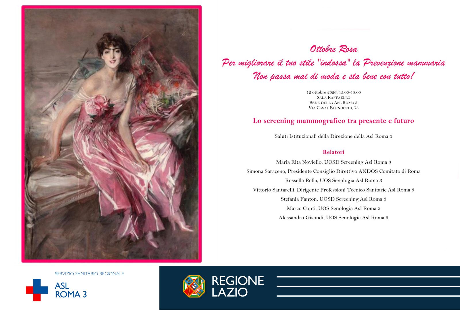 Ottobre Rosa, il 12 ottobre “Lo screening mammografico tra presente e futuro” a Casal Bernocchi