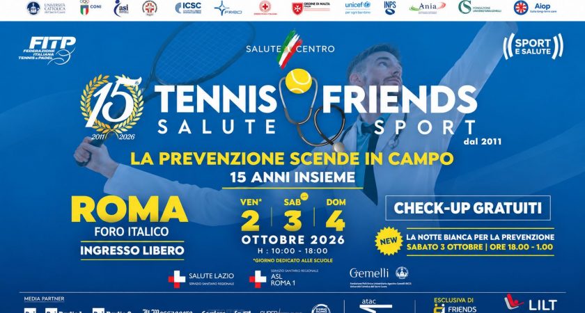 La ASL Roma 3 partecipa alla 15ª edizione di “Tennis & Friends – Salute e Sport” al Foro Italico