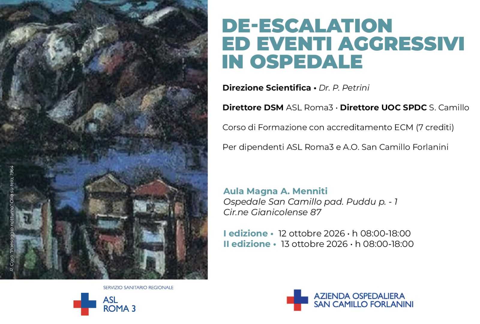 Formazione; Il 12 e 13 ottobre un corso per dipendenti ASL Roma 3 e S. Camillo