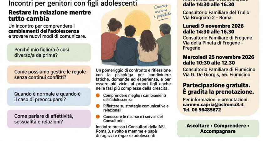 ASL Roma 3; Al via “Restare in relazione mentre tutto cambia”
