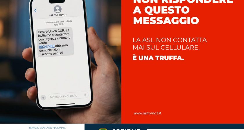 ASL Roma 3; Attenzione al tentativo di truffa dal numero 89347763
