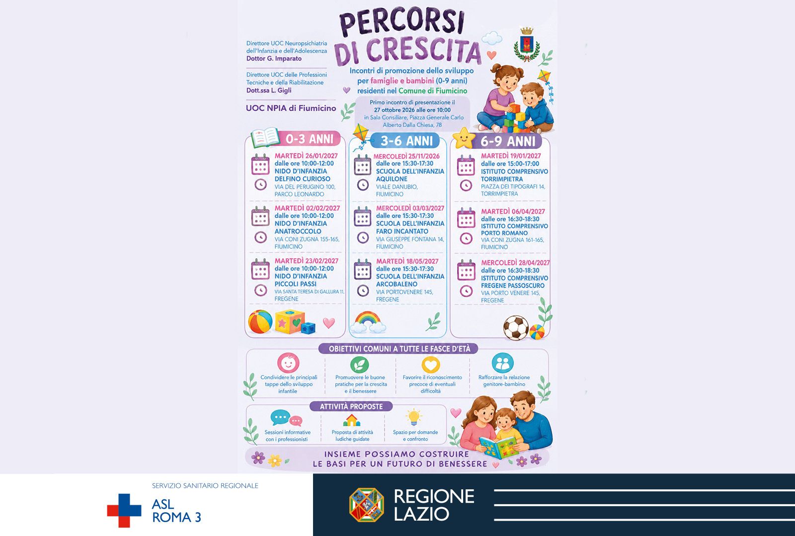 ASL Roma 3; Percorsi di Crescita: incontri promozionali per famiglie e bambini (0-9 anni)